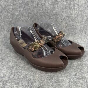 Dr Scholls Feel Crazy Good Womens Shoes 7M Brown Maryjane Wedge Heel Leopard